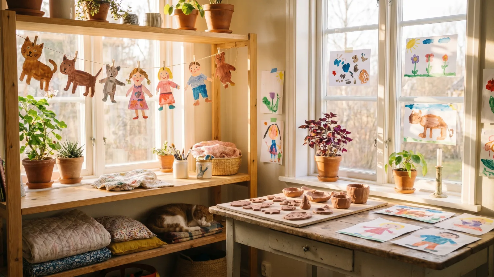 Créations manuelles d'enfants exposées
