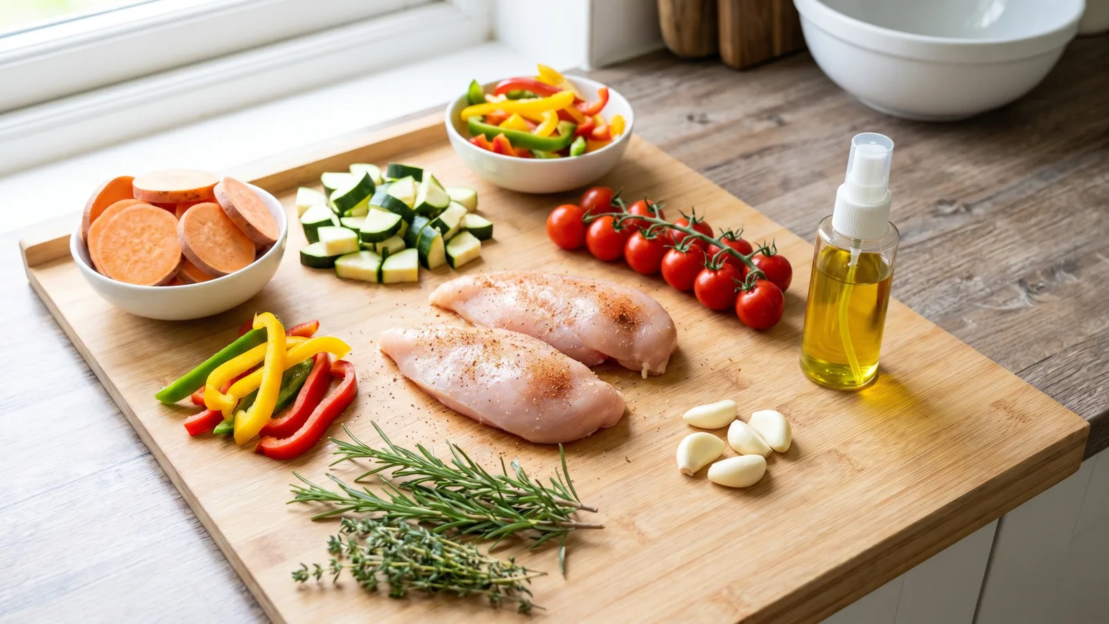 Ingredients frais prets pour la cuisson a l'airfryer