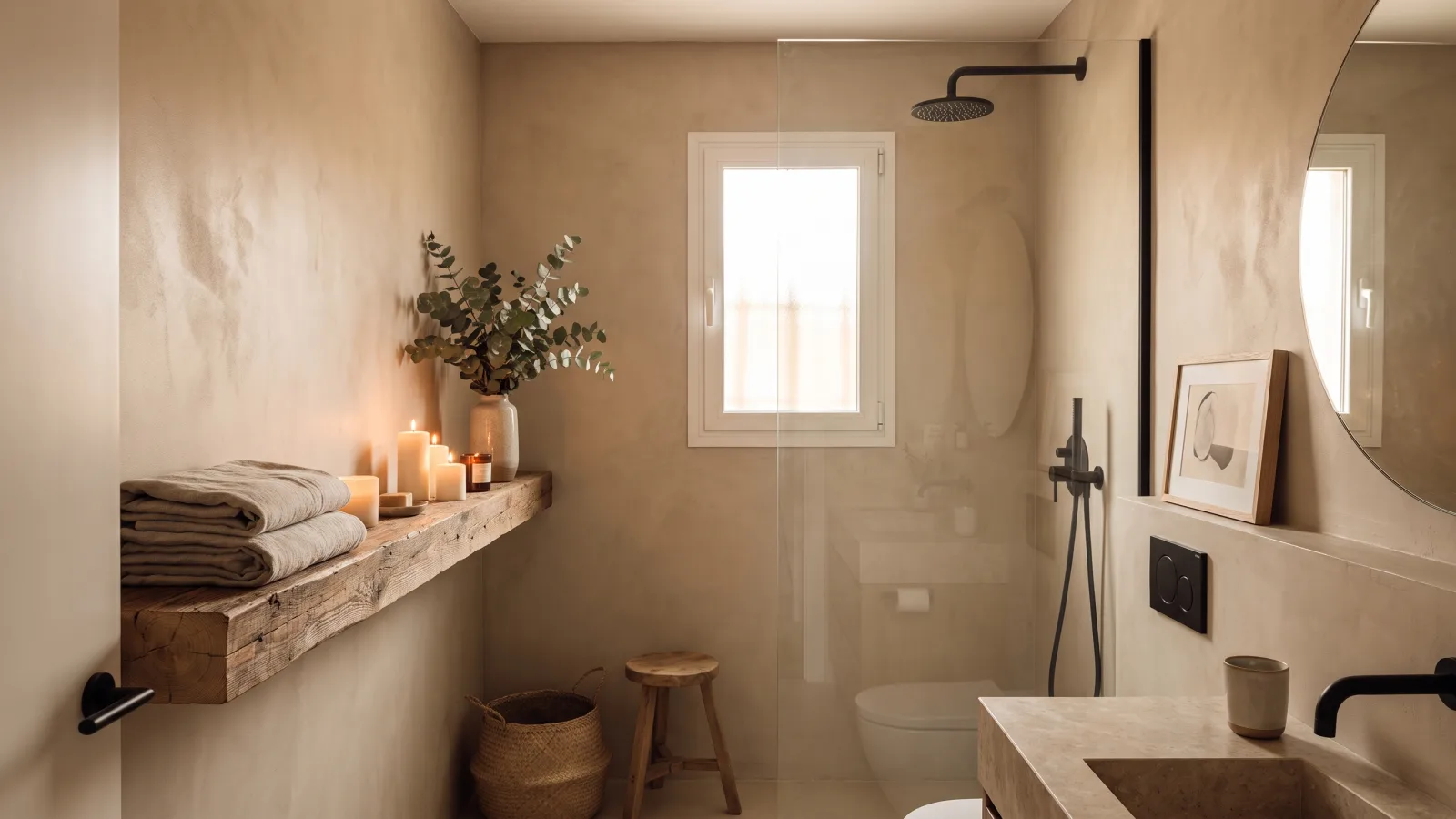 Salle de bain avec douche italienne après rénovation petit budget